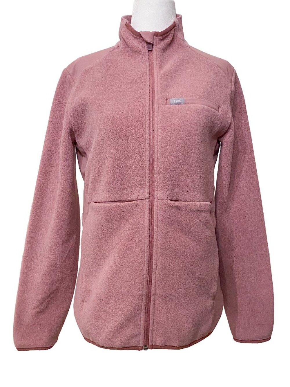 FIGS On-Shift Full Zip Fleece Jacket S Dusty Pink Chalk Hospital Scrubs